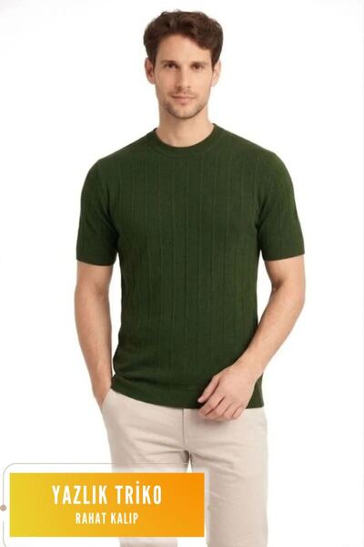 VELİZADE Men's New Season Comfort Model Crew Neck Short Sleeve Regular Fit Ri...