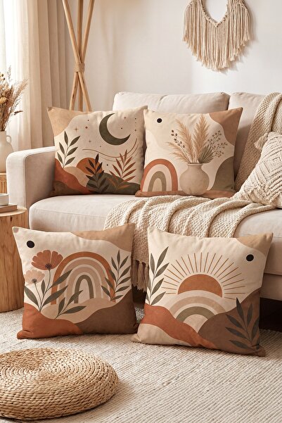 EVPANYA Set de 4 huse de pernă cu model Bohemian Sunrise