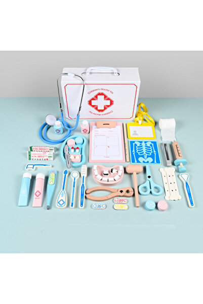 LeanToys Set doctor și dentist din lemn Lean Toys, trusă medicală în valiză, ...
