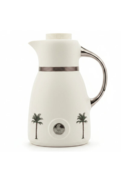 AKDC Bytix White Vacuum Flask | Palm Tree Design | 1 Litre