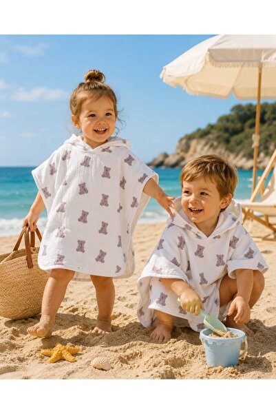 BEBEĞİME ÇORAP 100% Cotton Muslin Baby/Child Hooded Beach Towel Poncho Towel ...