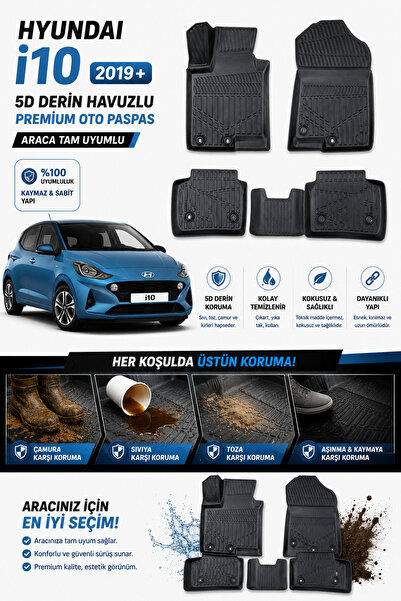 PİNUKS HYUNDAİ İ10 2025 MODEL UYUMLU 5D ARACA ÖZEL OTO PASPAS PREMİUM SERİSİ
