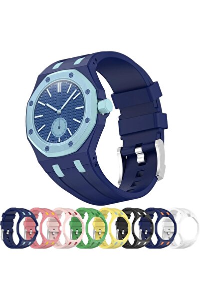 Spon Durable Silicone Sport Strap with Anti-Shock Frame for Swatch x AP Royal...