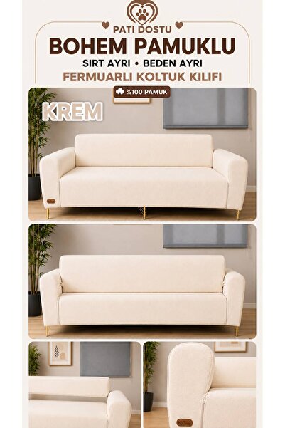 İLYEVTEKSTİLİ Luxury Cotton Bohemia Fabric - for Seat, Sofa Cover, Back Separ...