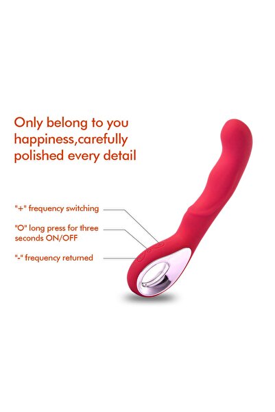 Byzon Premium G-Spot Vibratör 10 Titreşim Modlu USB Şarjlı Medikal Silikon Kadın Masaj Aleti KIRMIZI