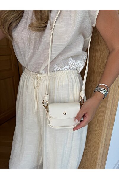Tina İstanbul Mini Bag with Knot Strap and Cover, Cream