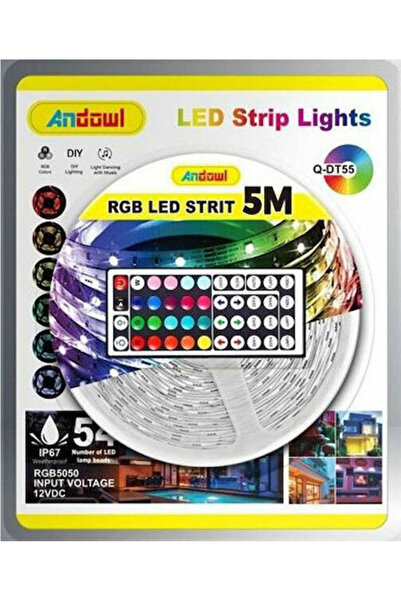 Andowl Αδιάβροχη Ταινία LED 12V Φως RGB 5μ Τύπου SMD5050 με Τροφοδοτικό & Τηλ...