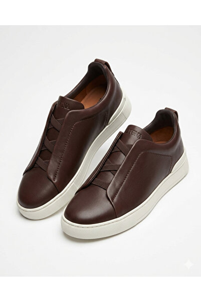 NEW Zegna Men's Triple stitch leather Sneakers