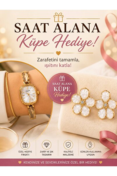 Line Kadın Gold Kelepçe Kol Saati – Çift Ayarlanabilir Zarif Metal Saat