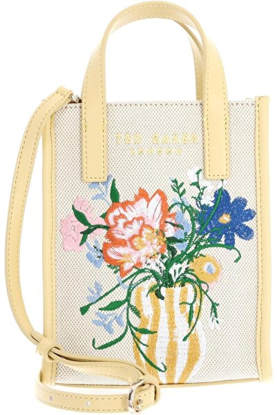 Ted Baker Small Women's Natural Floral Fabric Embroidered Tote Bag