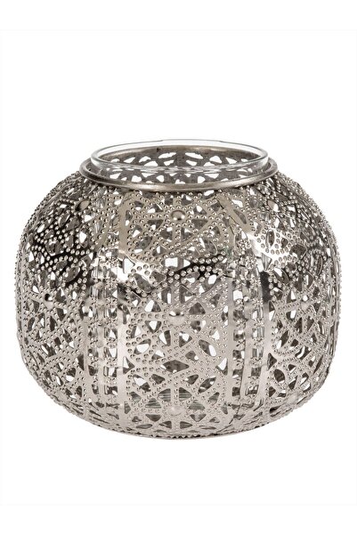 Paşabahçe Ajur Metal Tealight Mumluk S Silver, Şık Dekoratif
