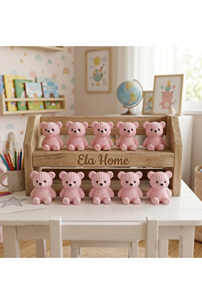 ELASİBEL HOME Ayıcık biblo Minyatür 10 adet sevimli Pembe Ayıcık Biblo
