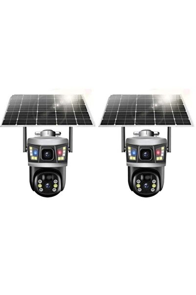 ELTRAZONE 2 Pcs 8MP Dual Lens 4G Solar Security Camera – 360° Outdoor PTZ CCT...