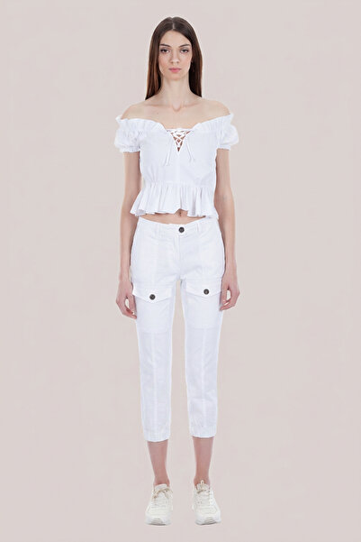 FIRST STYLE Turkish Women's White Trousers