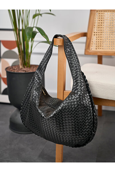 Rivina Mi̇lan Knitted Patterned Faux Leather, Zippered, Single Compartment, L...