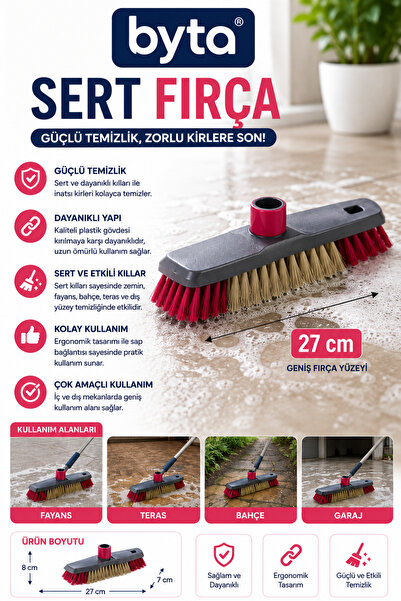 BYTA 27 cm Hard Floor Brush Multi-Purpose Cleaning Brush for Tiles, Balconies...