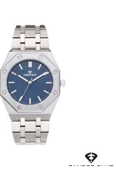FANDER BLUE Traveler Watch with Silver Steel Strap and Blue Dial