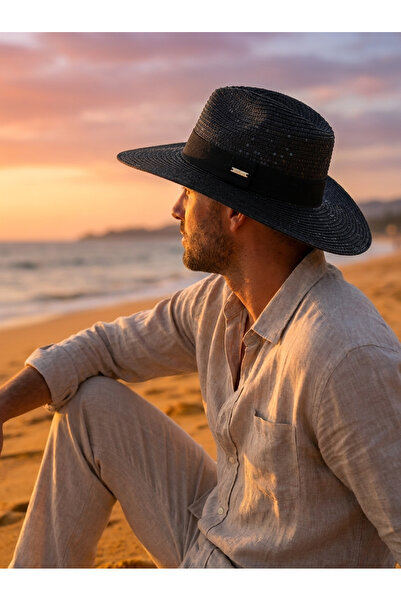 PIECE SIGNATURE Classic Striped Straw Fedora Hat – Summer Beach and Travel Hat
