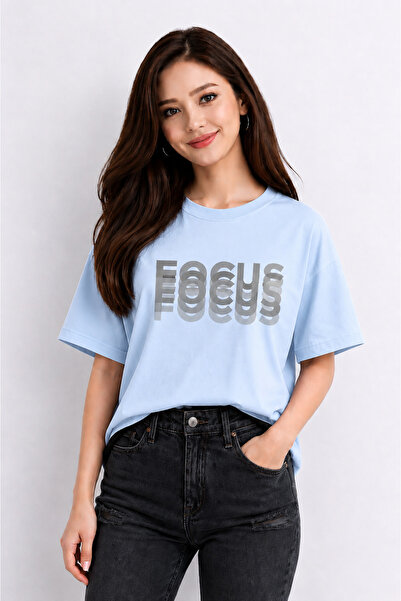VODEXA Unisex Oversize T-Shirt Focuss Printed 100% Cotton T-Shirt Comfortable...