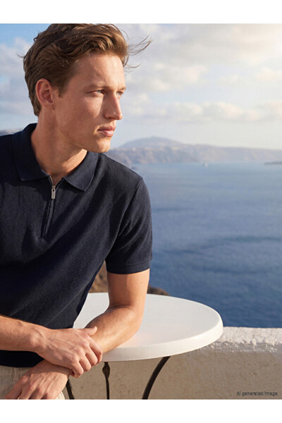 LC Waikiki Esvab • Modern & Distinctive Devrik Roba Collar Textured Men's T-S...