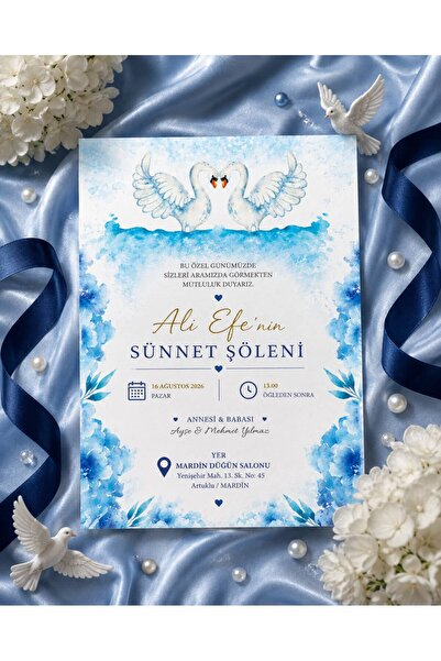 POWERCOLOR Baskılı 100 Adet Sünnet Davetiyesi Zarflı