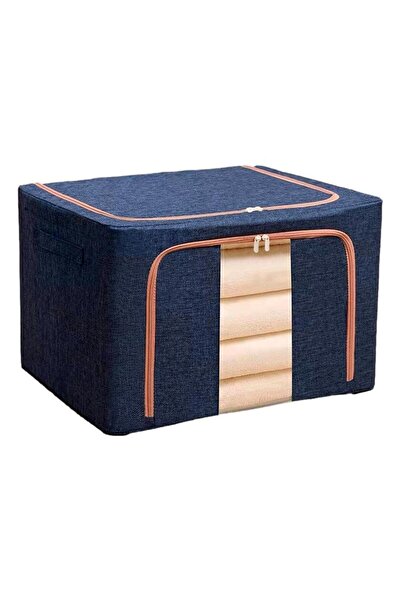 MACVI Cutie de depozitare pliabilă din material textil de 100L, cu capac, fer...