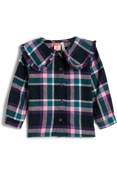 Yıldızan Sbl Store Koton Baby Girl Lumberjack Shirt Wide Baby Collar Ruffle D...