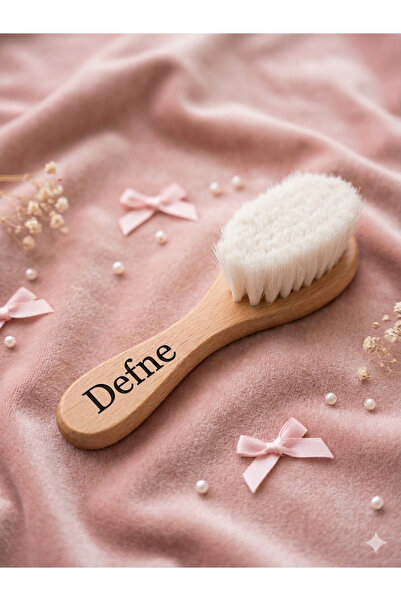 NeşeliAtölyem 100% Natural Goat Hair Wooden Baby Hair Brush (Newborn)