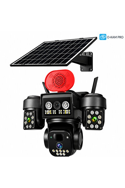 O-KAM PRO Wifi Solar Kamera 3 Lens Solar Panelli 9Mp Sirenli 5220