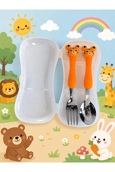 CEZVE HOME Metal Tip Spoon and Fork with Child Figure |   Food Spoon |   Boxe...