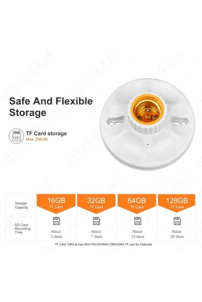 Electronic SPY 24/7 power supply 5MP E27 WiFi bulb-shaped camera, 1080P HD, night vision, motion detection