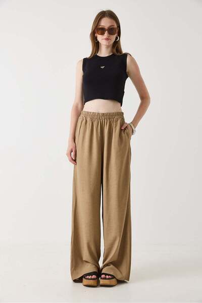 Raneel Kazançlı Alışveriş Women's Wide Leg Loose Cut Trousers with Elastic Wa...