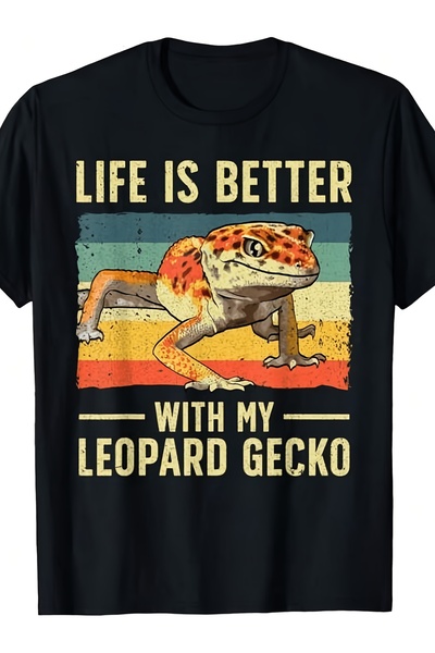 2mcup Leopard Gecko Lover T-Shirt Comfortable Graphic Print, All-Season, Crew...