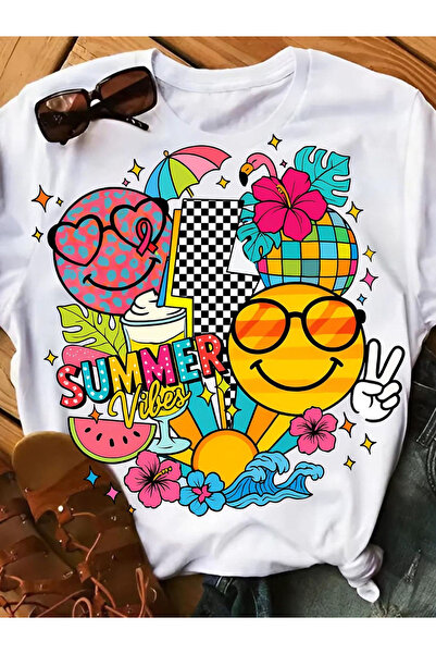 12 Teknoloji Fashionable Letters Anime Print Women'S Round Neck Pure T-Shirt ...