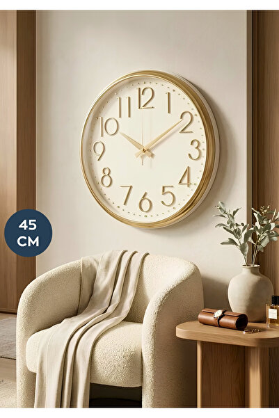 HOMİNG Ceas de perete Flint Crem-Auriu 45 cm 242805