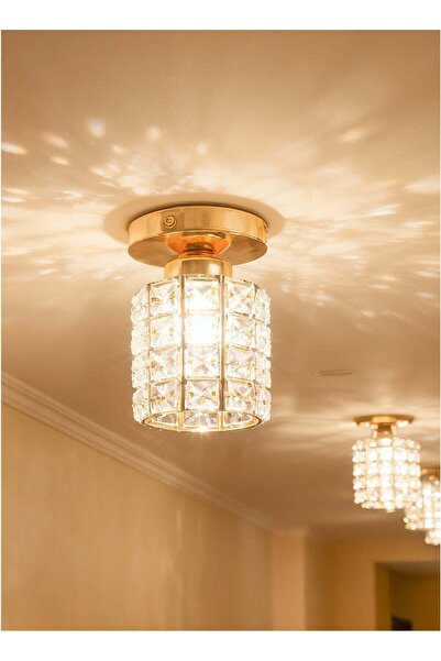 AL-WAHA AL-ZHABIA Modern Crystal Chandelier, Mini Round Lampshade with 40 Squ...