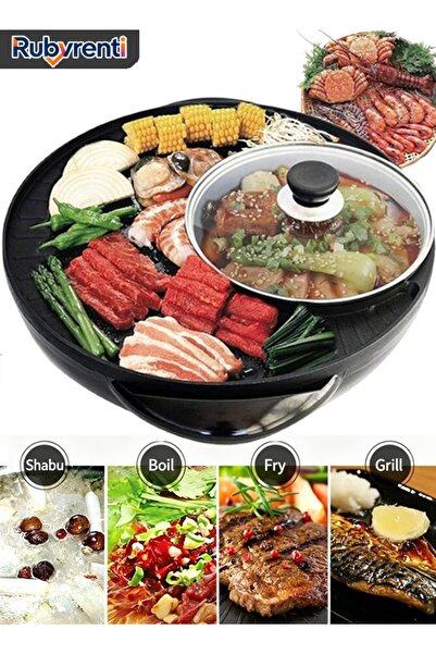 Generic 1 Nonstick 2 In 1 Electric Hot Pot Grill Indoor Tabletop Dual Control...