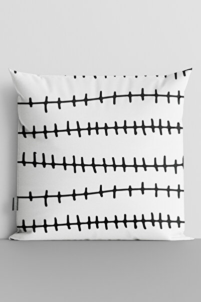 TicaretJet Black Fences Double Sided Digital Printed Throw Pillow Cover