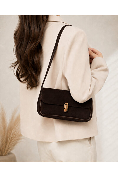zetus Roma Brown Covered Baguette Shoulder Bag Women's Stylish Daily Bag with...