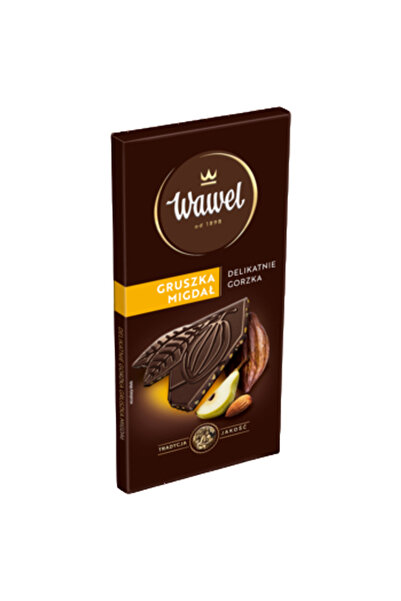 Wawel Ciocolată premium Delicatessen bitter cu pară și migdale 90g