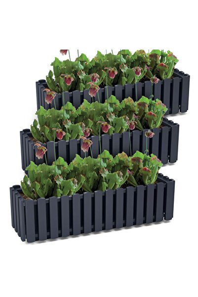 EDANTI Set de 3 jardiniere pentru balcon, terasă, balustradă sau gard, 58 cm