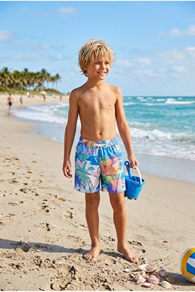 ihvan online Palm Patterned Boys' Swim Shorts 1434-26 Green
