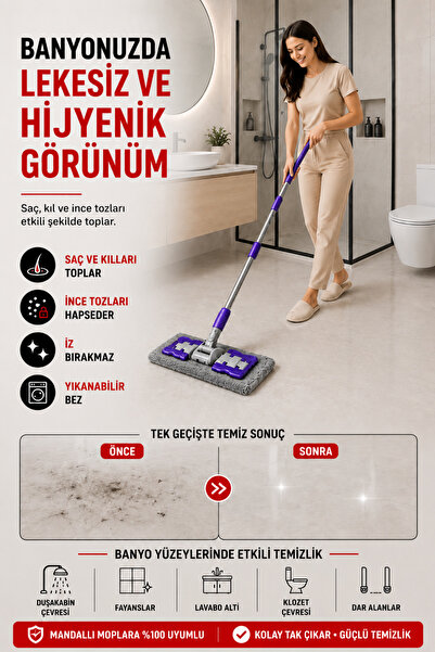 SİLVER HOME 3'lü Mikrofiber Mandallı Mop Yedek Bezi 20x40 cm Süper Emici Lazer Kesim İz Bırakmayan Tüm Standart Mandallı Moplarla Uyumlu
