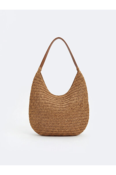 LC Waikiki LCW ACCESSORIES Μπεζ γυναικεία ψάθινη τσάντα παραλίας