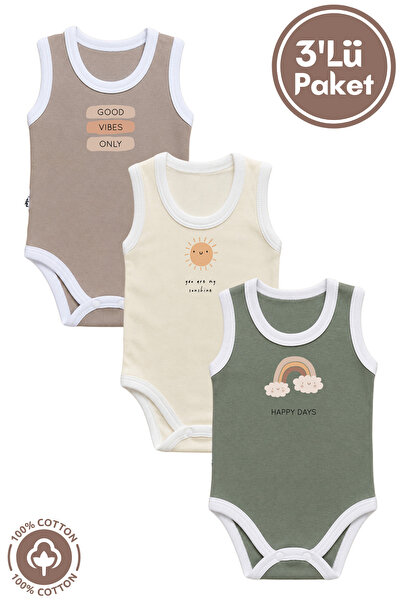 miniel organic Unisex 100% Organic Cotton Good Vibes Printed 3-6-9-12 Months ...