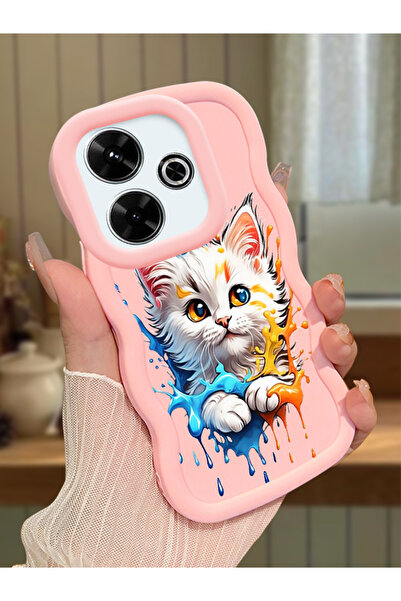 Hontinga Redmi 13 Uyumlu Kılıf kamera koruyucu Pembe Silikon Couple Telefon K...