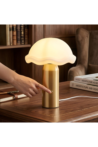 Generica Golden Color Mushroom-Shaped Led Table Lamp - Modern Design for Tabl...