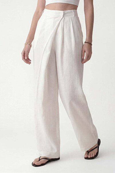 Antioch Cream Lyocell Blended Pareo Trousers