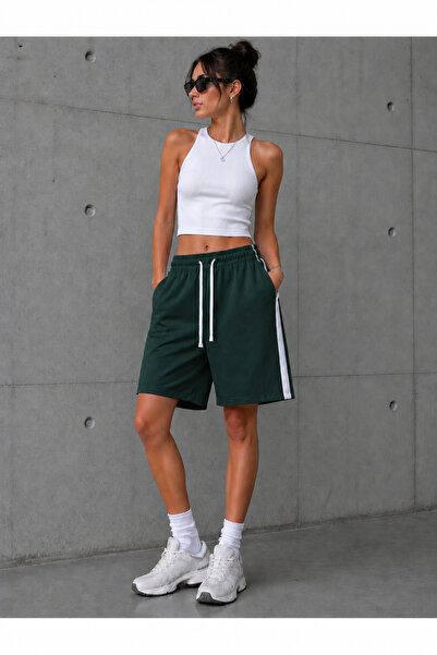 EYAX MODA Women's Comfortable Cut Shorts with Striped Details