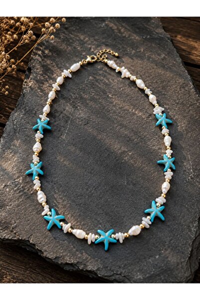 Marka Star and Shell Necklace Blue